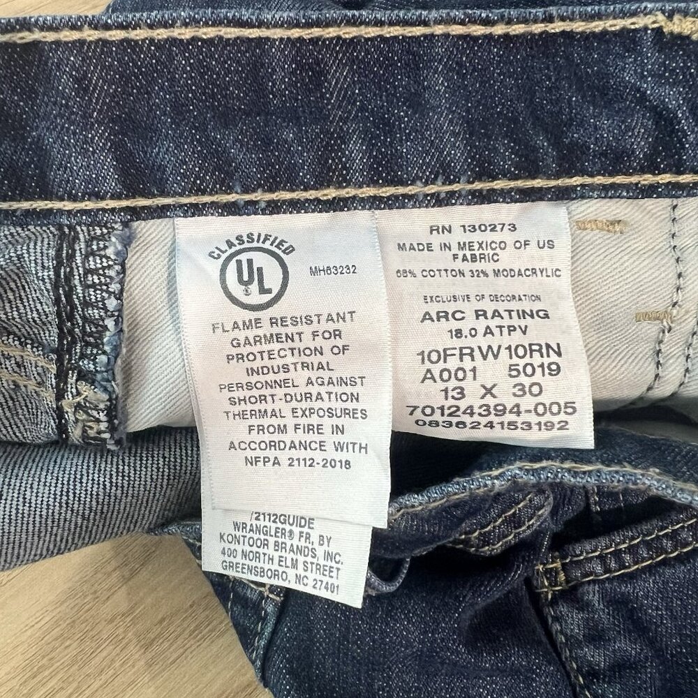 Wrangler FR Flame Resistant Bootcut Jeans Size 13 Juniors Rinse Cat 2/2112 Fire - Picture 10 of 14